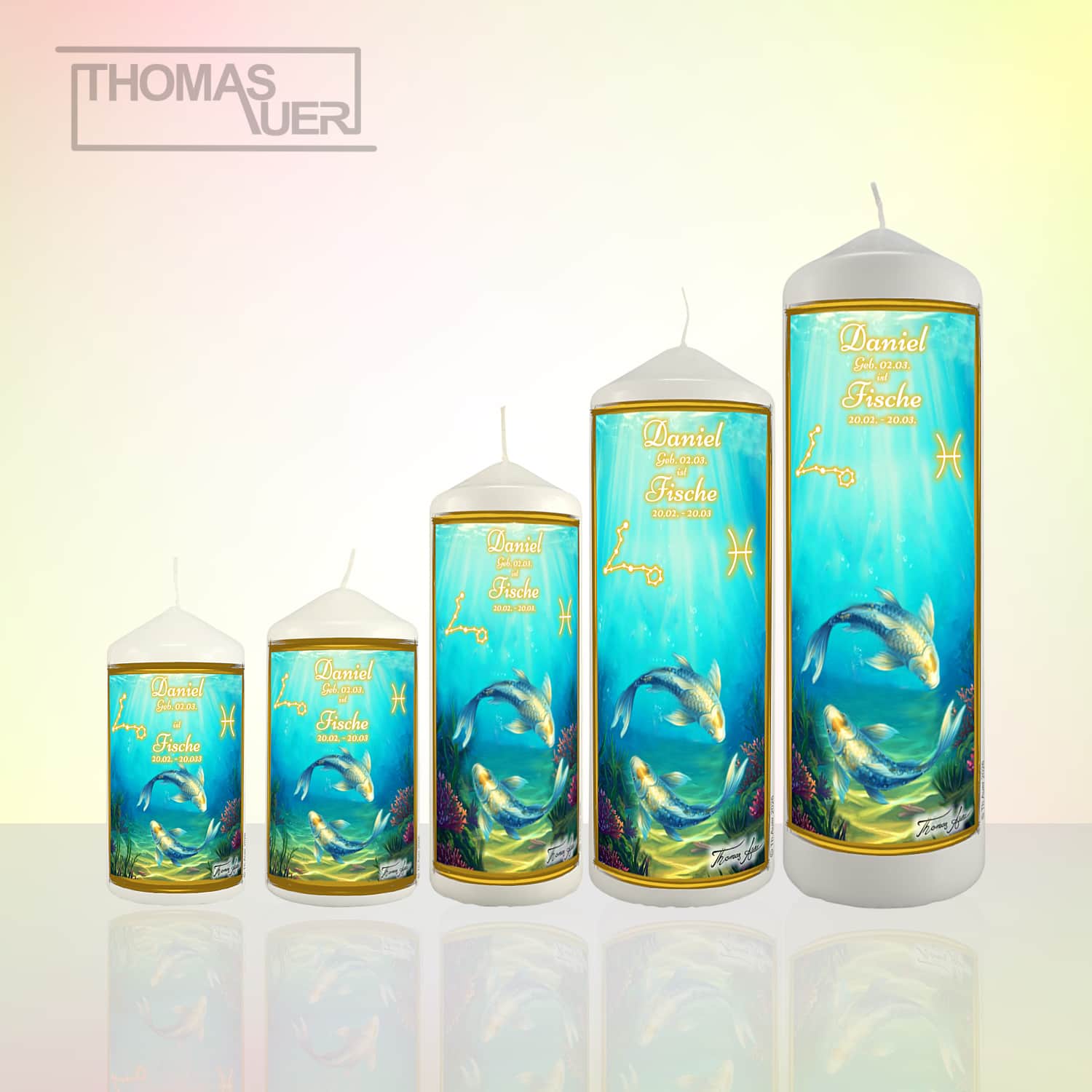Produktbild Sternzeichenkerze Fische Varianten - mit Namen