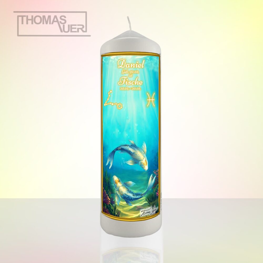 Produktbild Sternzeichenkerze Fische XL - mit Namen