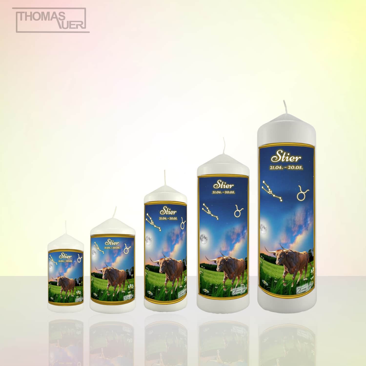 sternzeichenkerze-stier-varianten - Produktbild