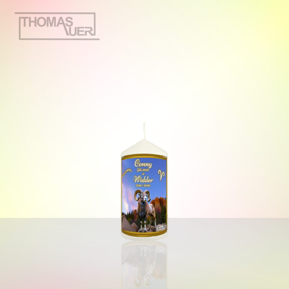 sternzeichenkerze widder-XS - mit namen - Produktbild