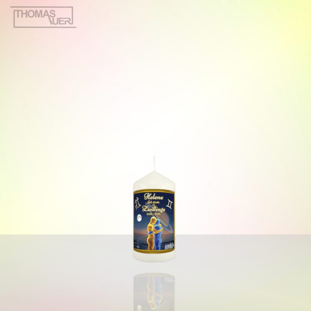 sternzeichenkerze-zwillinge-XS - mit namen - Produktbild