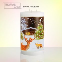 kerze blockhütte christbaum + tiere -3-D-L produktbild