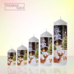 kerze blockhütte christbaum + tiere varianten produktbild